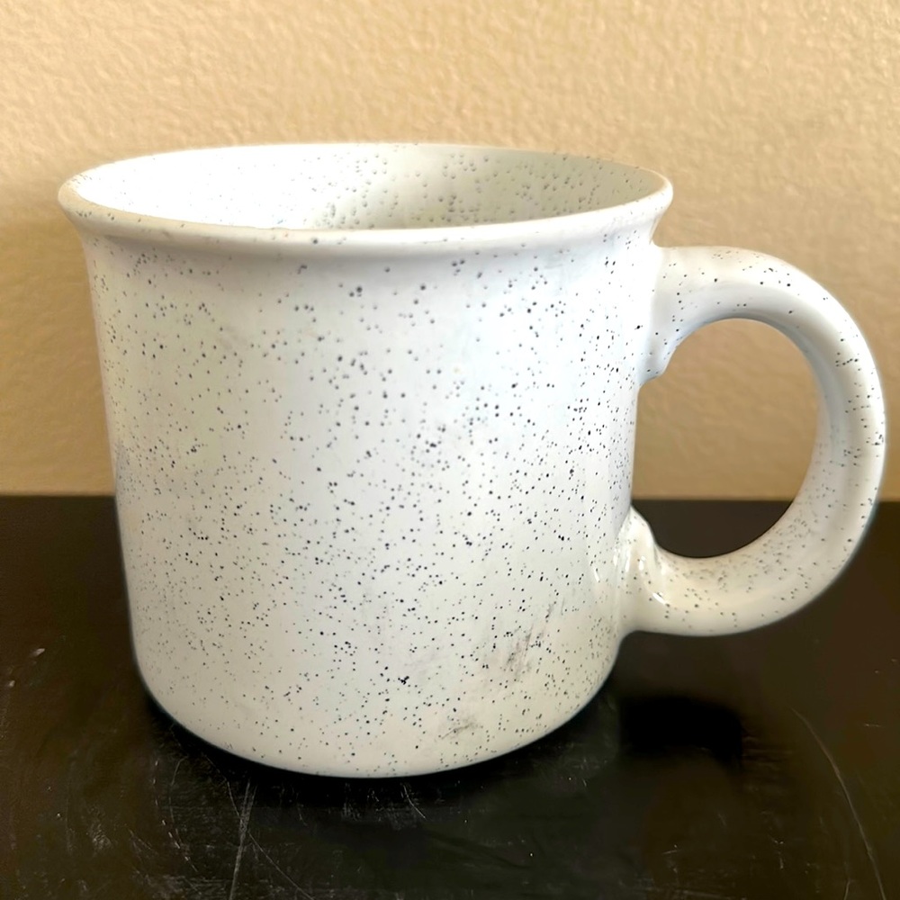 20 oz white with black speckles ceramic mug